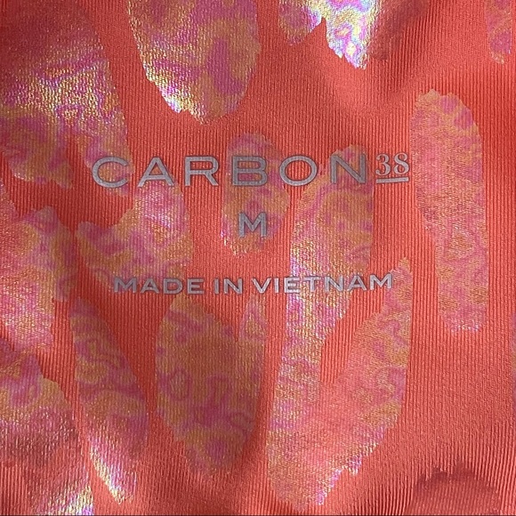 CARBON38 NWT HIGH RISE 7/8TH METALLIC FOIL LEOPARD PRINT LEGGINGS PINK PEACH XS - Picture 9 of 11